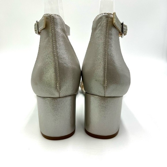 Blue Betsey Johnson Size 7 Mel Jeweled Silver Block Heels Dress Sandals Shoes - Picture 8 of 15